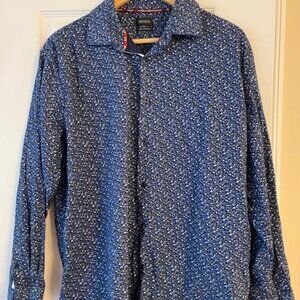 Buffalo David Bitton Men’s Shirt Slim Stretch long sleeve blue SZ XL 17-17 1/2